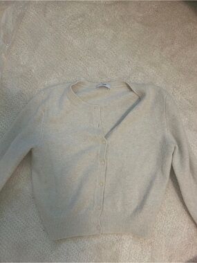 Aritzia TNA Women's Crewneck Button-Front Cardigan - Cream